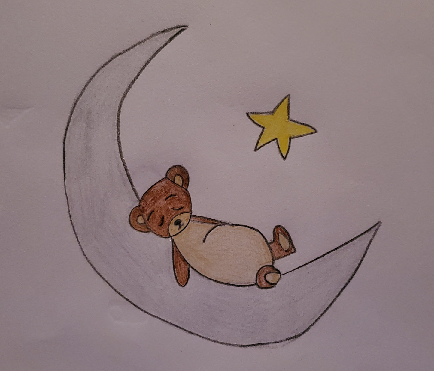 Teddy bear sleeping on the moon