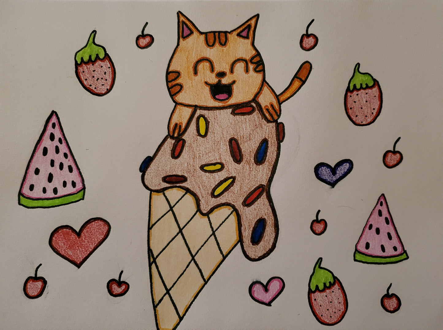 Cat happy about ice cream