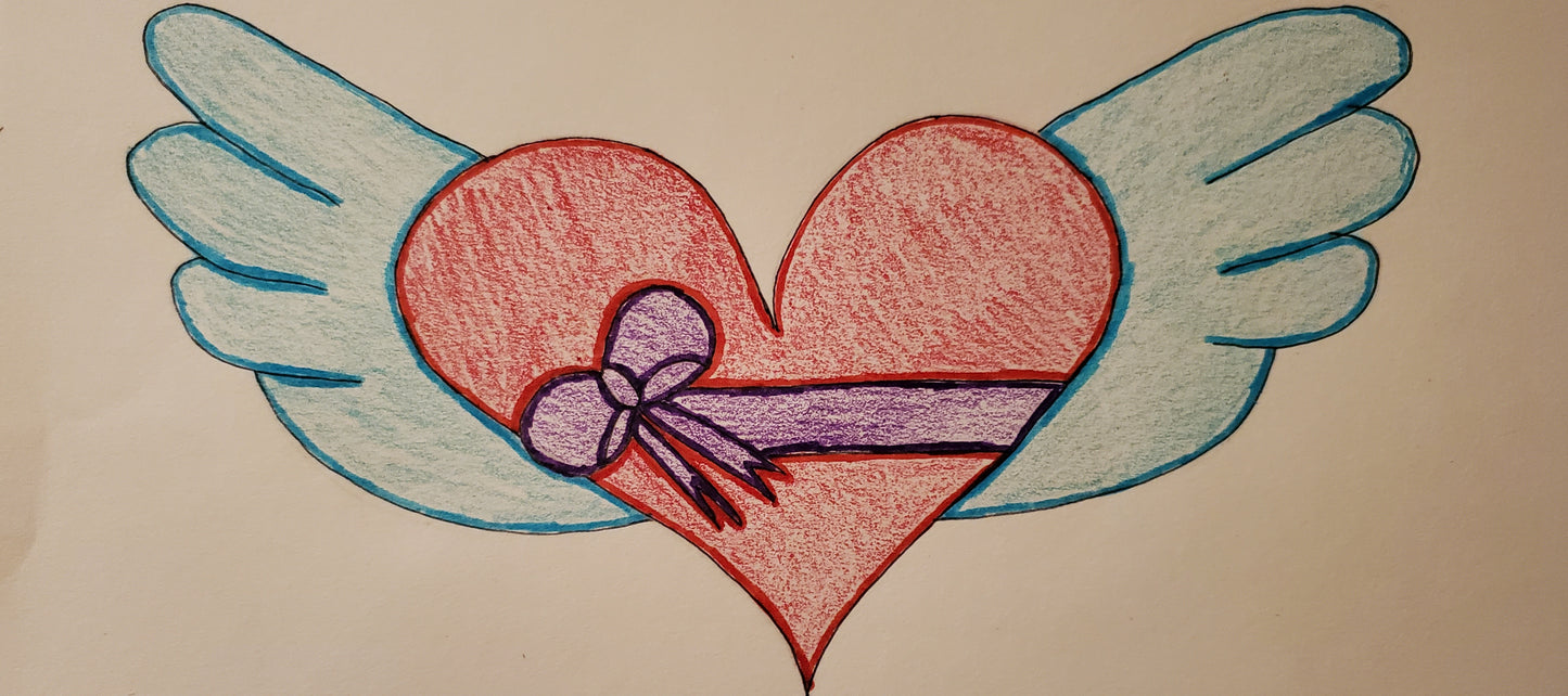 Angel heart with a bow