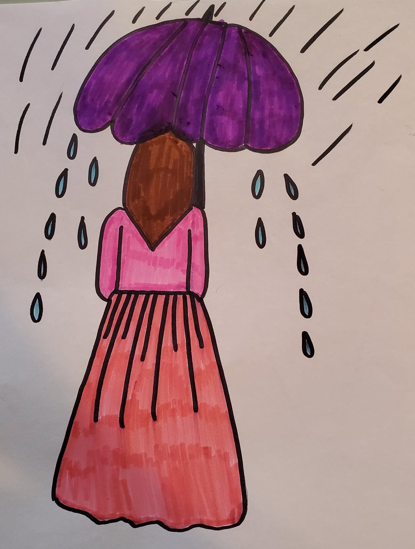Girl holding an umbrella in the rain