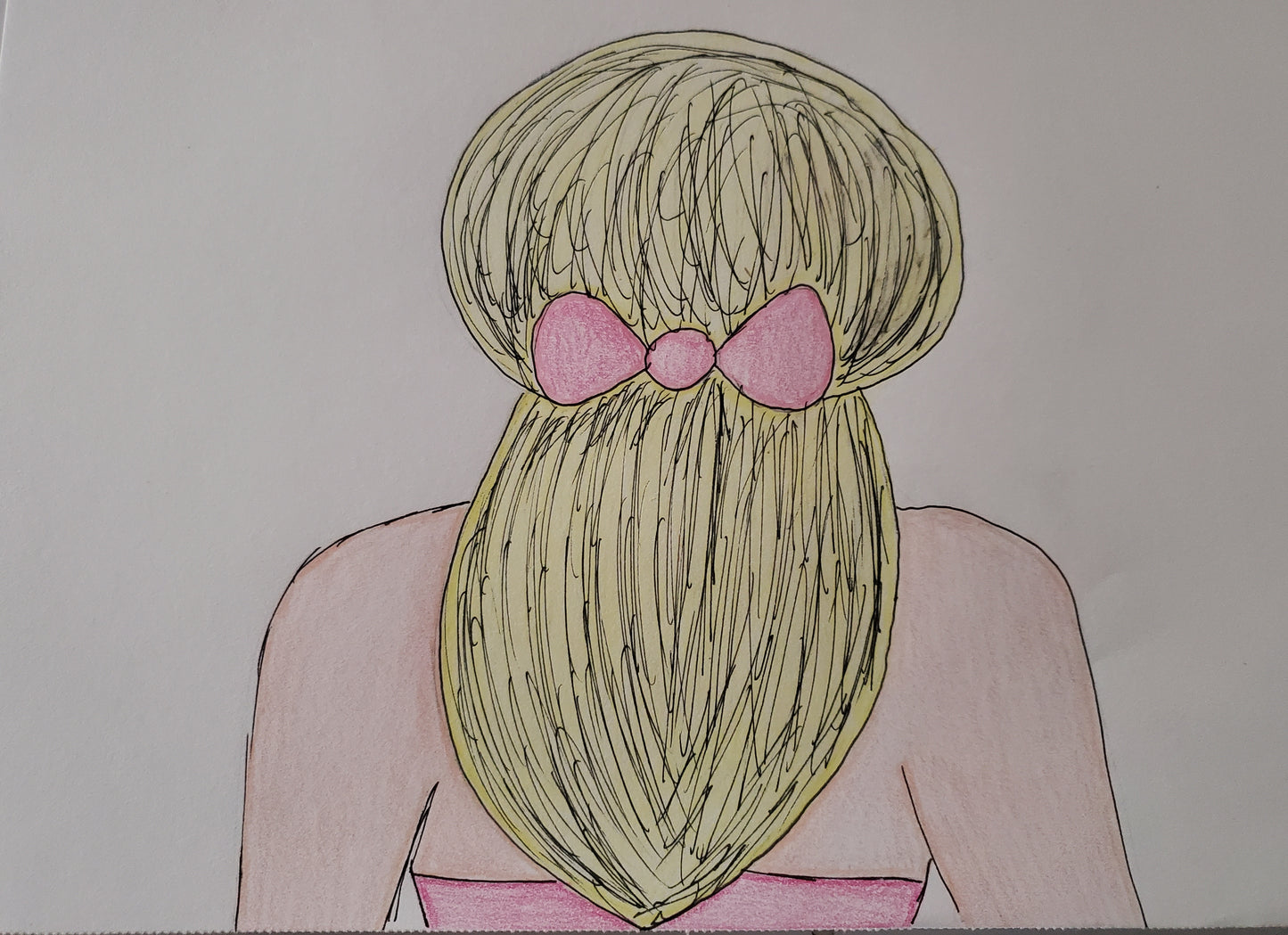 Blondie wearing a bow