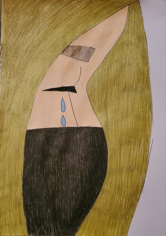 Girl crying while wearing a face mask