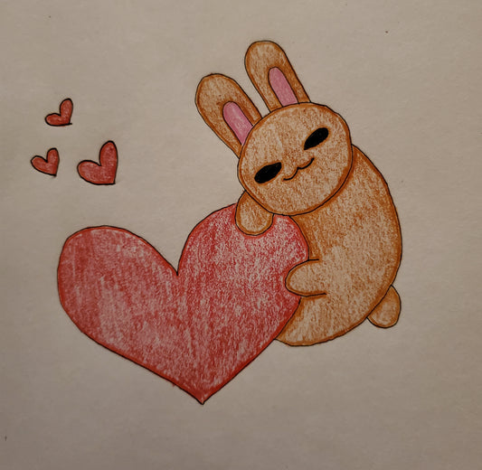 Bunny hugging a heart
