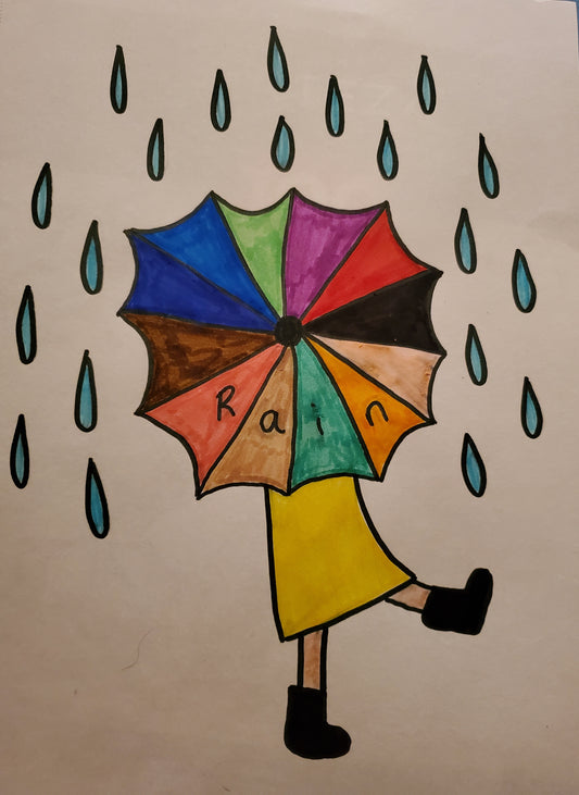 Holding an umbrella