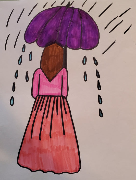 Girl holding an umbrella in the rain