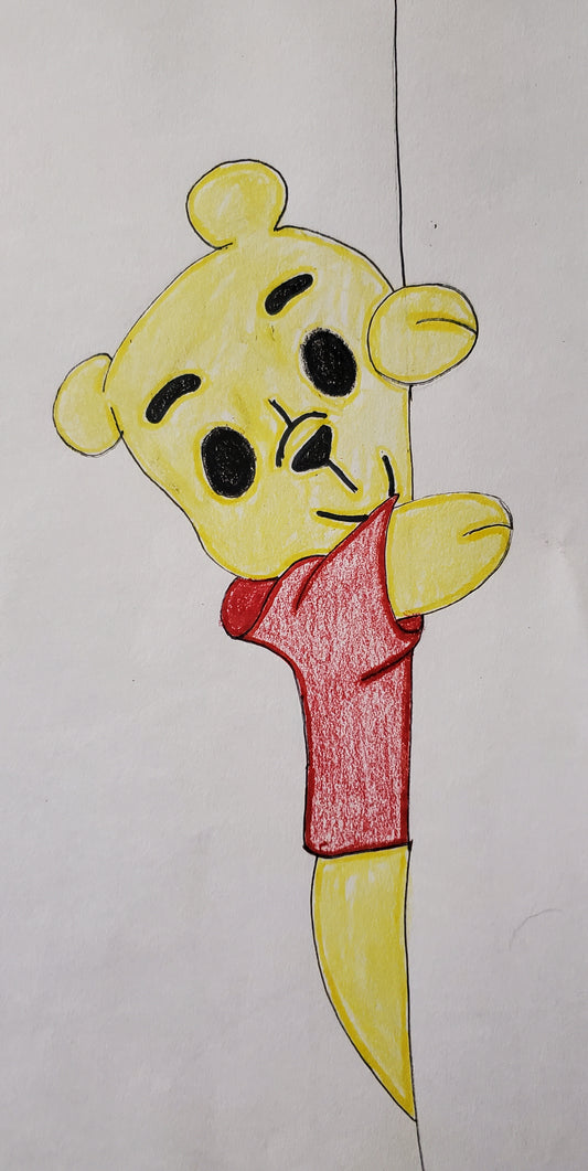 Winnie the Pooh peeking around the corner