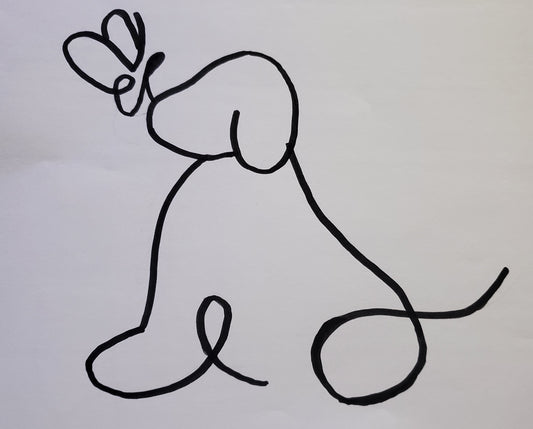 A dog drawn out of an outline
