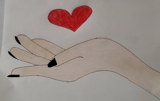 A heart floating over a hand
