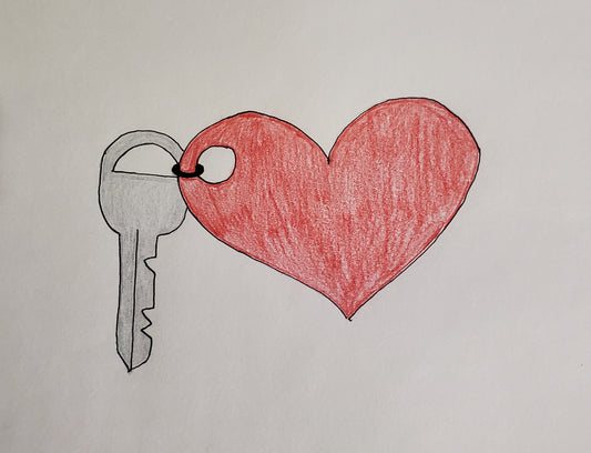 Key with a heart keychain