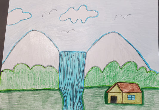 Waterfall in between mountains