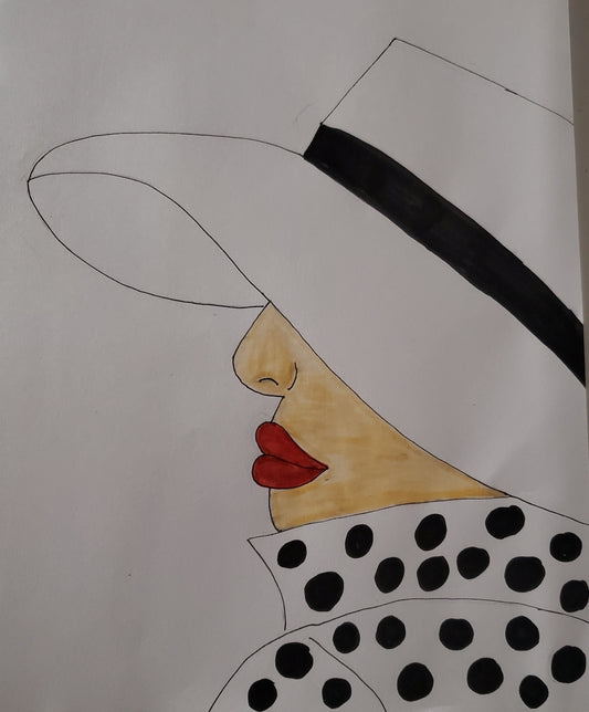 Lady wearing a hat and a matching top