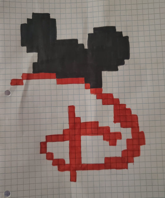 Disney logo drawn on graph paper
