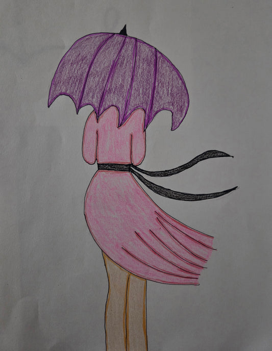 Chick holding an umbrella