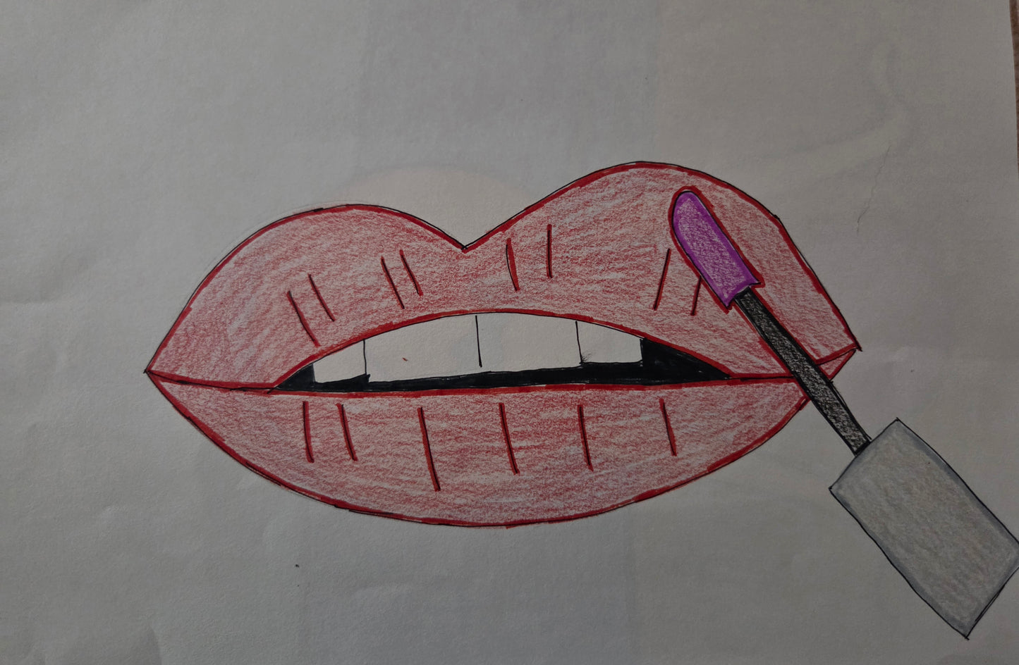 Putting lip gloss on