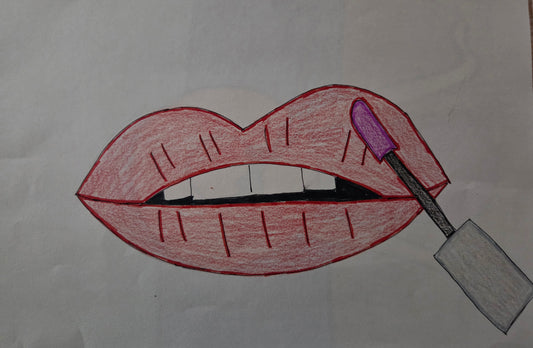 Putting lip gloss on